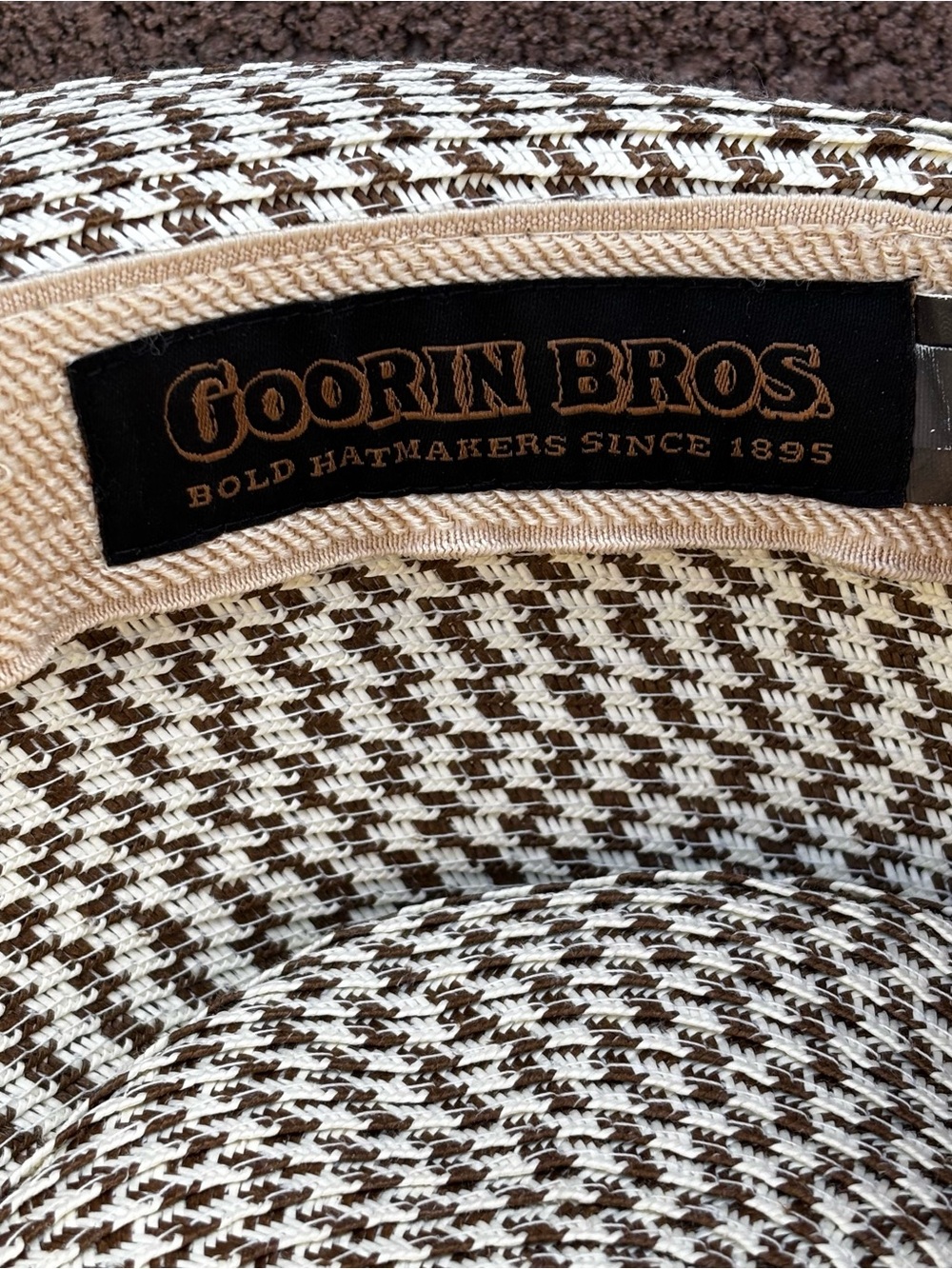 Goorin Bros Fedora Straw Hat Cap Beige Gold White Tan Brown Men's Medium - Picture 7 of 7